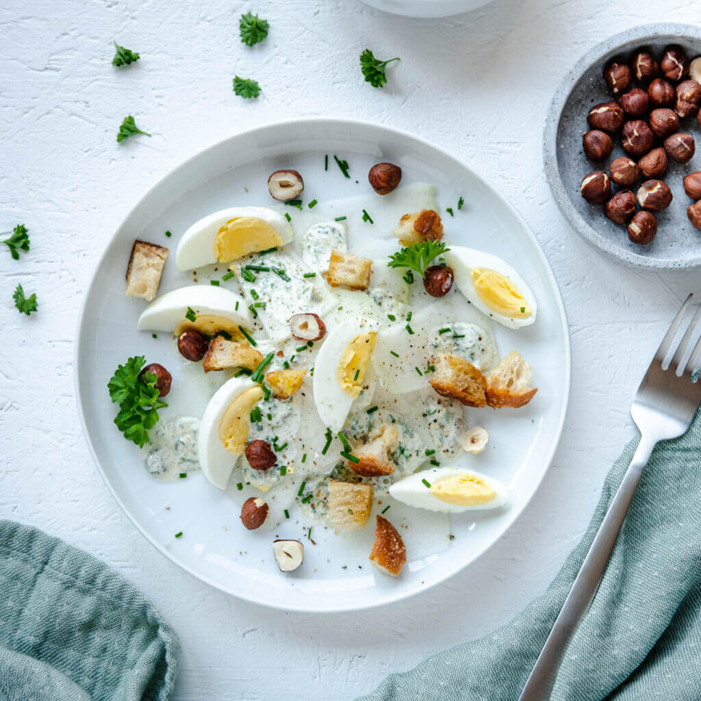 Kohlrabi-Salat mit Ei und Croutons - Schnelle &amp; einfache Rezepte